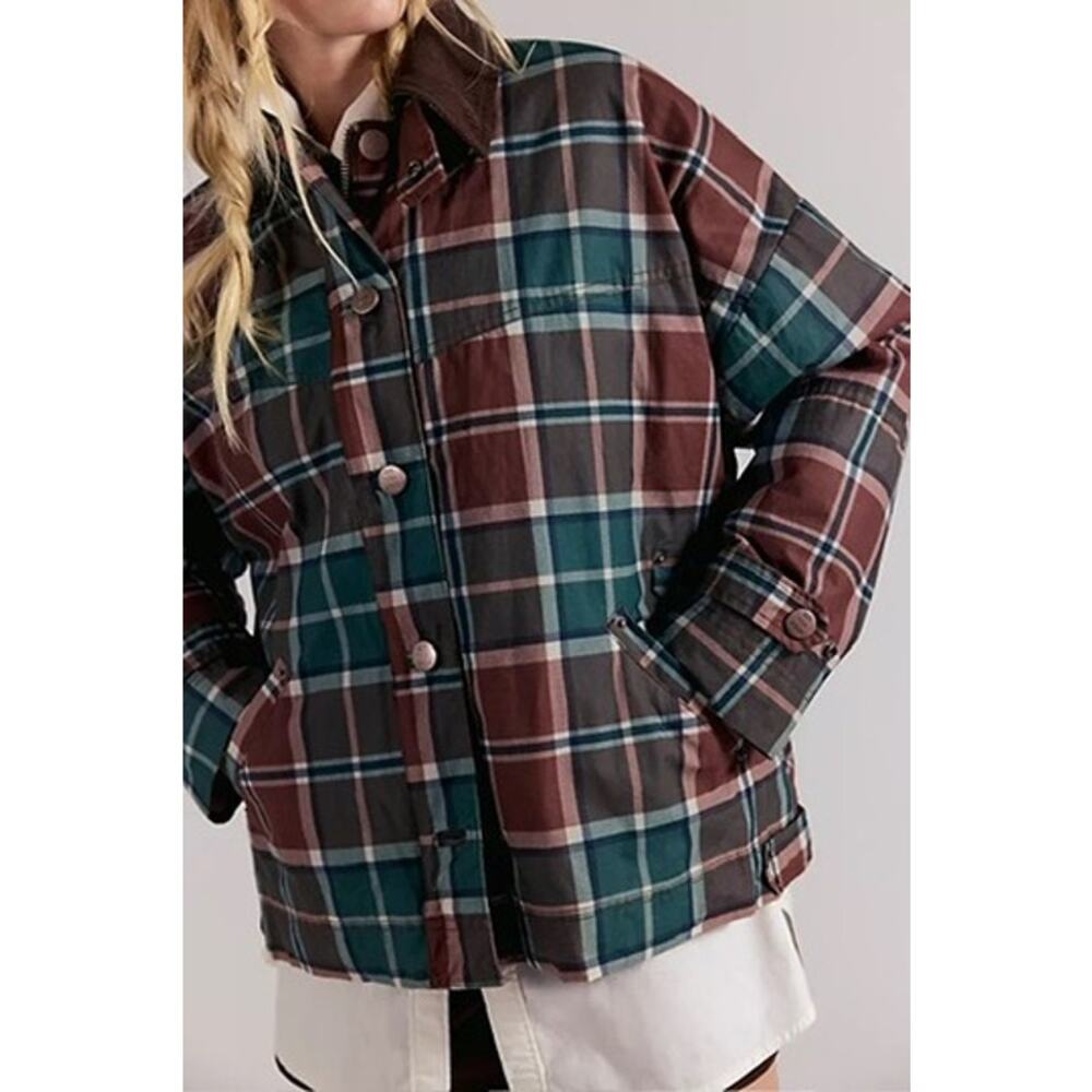 RARE Free People Cori Wax Printed Jacket, Earth Combo, NWT, Size L - Picture 4 of 8